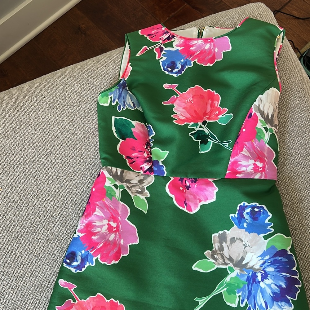 Kate Spade Green Floral Cocktail Dress Sz 2 - Picture 2 of 7